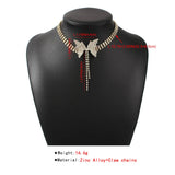 Temperament Zircon Bow Choker Necklace For Women Party Holiday Butterfly Jewelry