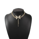 Temperament Zircon Bow Choker Necklace For Women Party Holiday Butterfly Jewelry