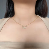 Zirconia Collarbone Chain S925 Silver Butterfly Necklace