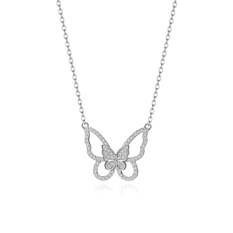 Zirconia Collarbone Chain S925 Silver Butterfly Necklace