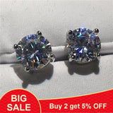 Tennis Earring 9mm AAAAA Zircon CZ 925 Sterling Silver Stud Earrings