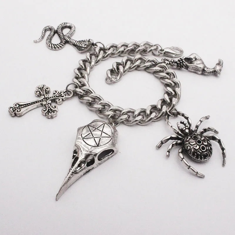 Texture Punk Goth Rock Crude Chain Cross Bracelet