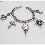 Texture Punk Goth Rock Crude Chain Cross Bracelet