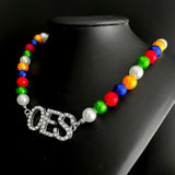 OES Letter Label Bead Necklace Choker