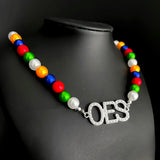 OES Letter Label Bead Necklace Choker