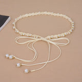 Thin Chain Belt Simulated Pearl Waist Chain Women Lady Dress Skirt Decoration