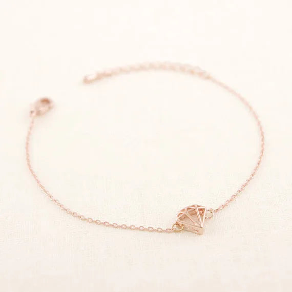 3D Geometry Bracelet Lobster Clasp Link Chain Rose