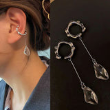 Geometric Clip on Cuff Earrings Silver No Piercing Jewelry