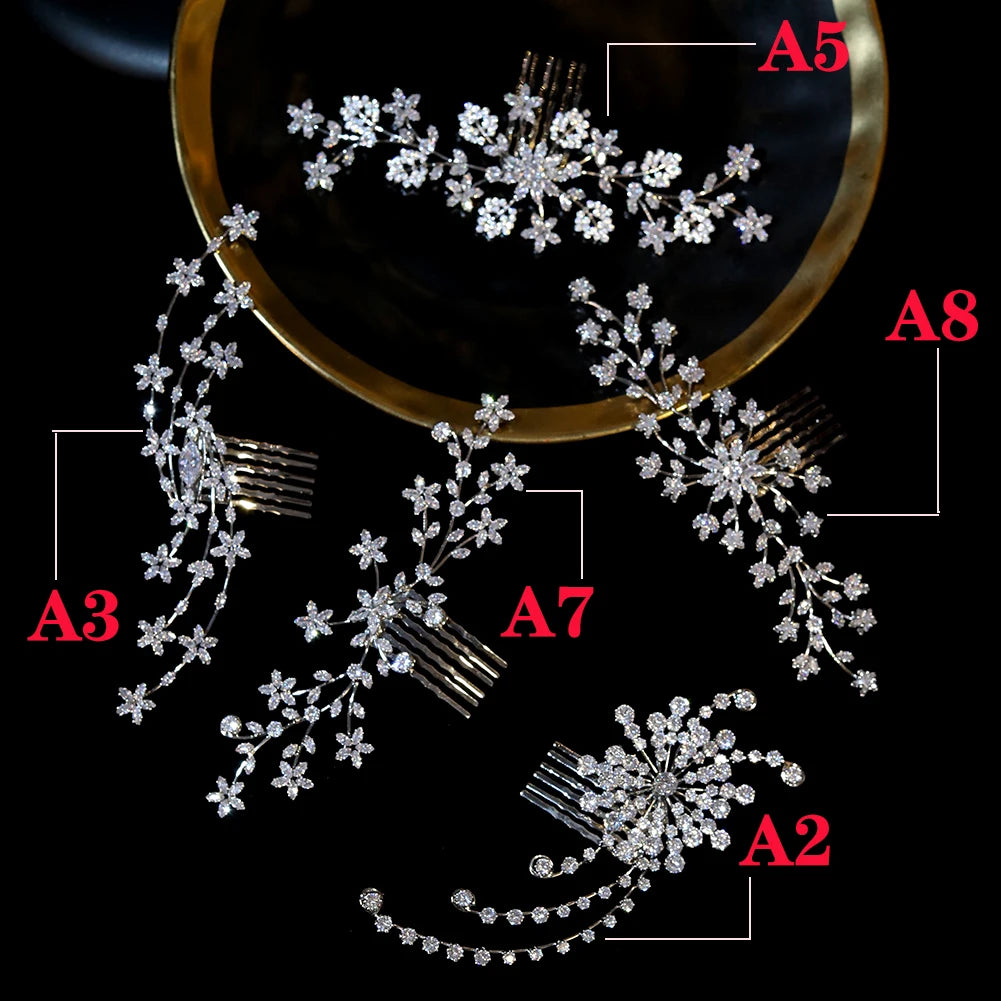 Bridal Wedding Hair Accessories Crystal Zirconia Hair Combs Bride Headpiece