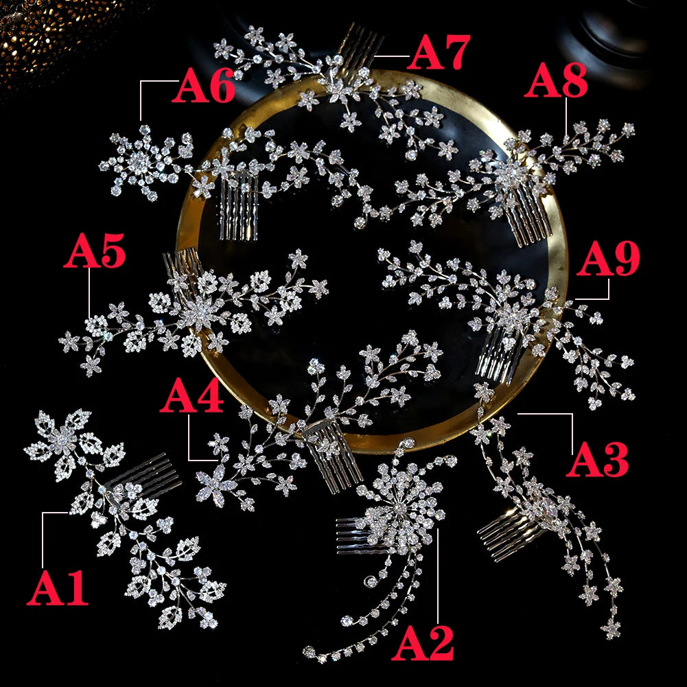Bridal Wedding Hair Accessories Crystal Zirconia Hair Combs Bride Headpiece