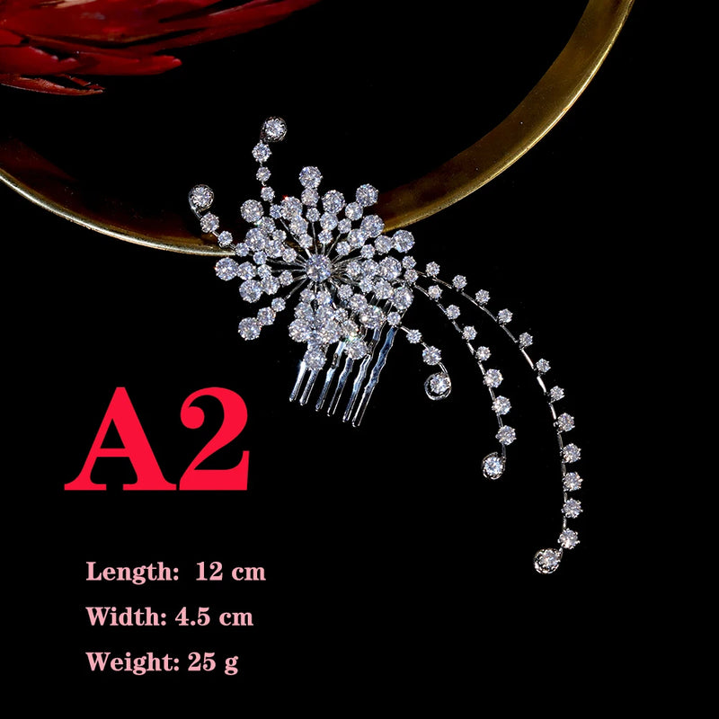 Bridal Wedding Hair Accessories Crystal Zirconia Hair Combs Bride Headpiece