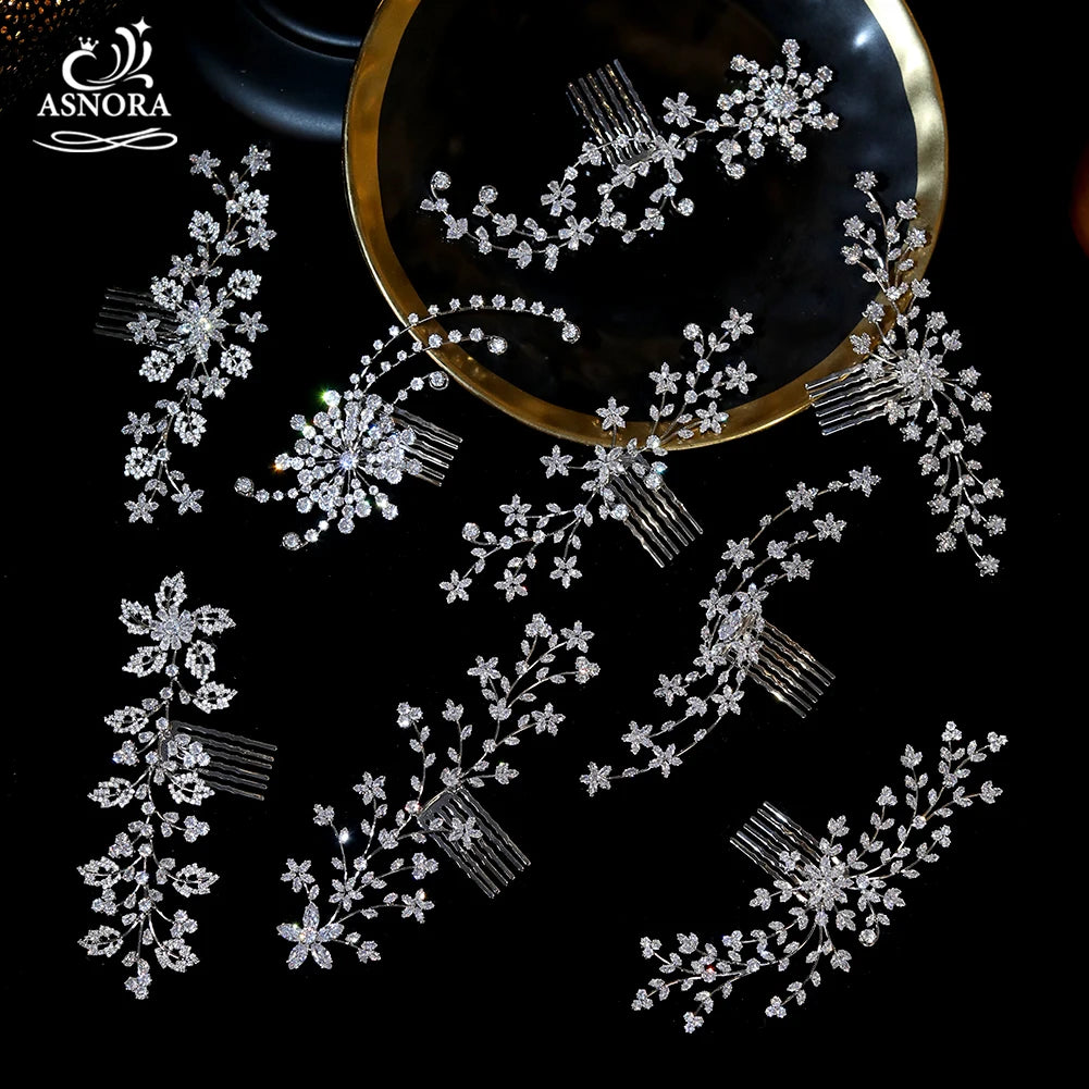 Bridal Wedding Hair Accessories Crystal Zirconia Hair Combs Bride Headpiece