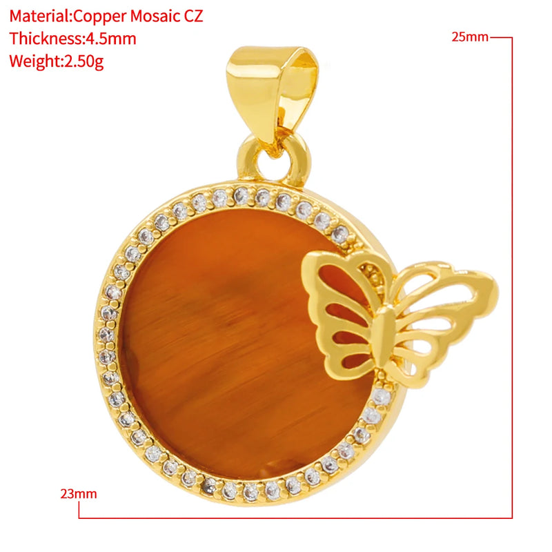 Tiger Eye Shell Butterfly Pendant for Necklace Making