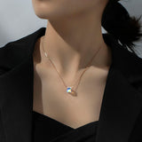 Tiny Cube Dainty Necklace Silver Austrian Element Crystal Choker Necklace