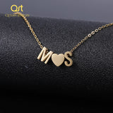 Dainty Heart Initial Necklace Personalized Name Jewelry for Women
