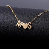 Dainty Heart Initial Necklace Personalized Name Jewelry for Women