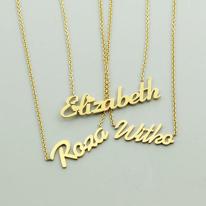 Dainty Heart Initial Necklace Personalized Stainless Name Jewelry