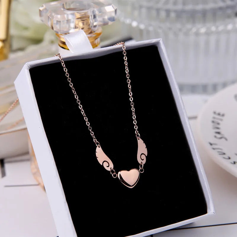 Tiny Heart Angel Necklace Name Choker For Women Pendant Jewelry