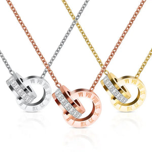 Roman Numerals Pendant Necklace Stainless Steel Jewelry