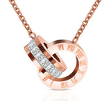Roman Numerals Pendant Necklace Stainless Steel Jewelry