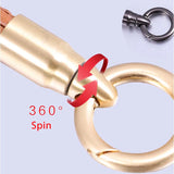 Metal Rotating Bullet Keychain Leather Car Key Chain Auto Keyring Pendant