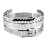 Roman Numerals Braided Bracelets Stainless Steel Men's Bangles Jewellery Sets