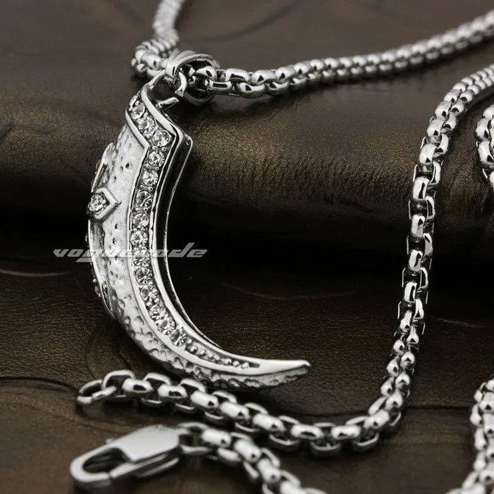 Men's Biker Claw Cross Pendant Stainless Steel CZ Stone Pendant