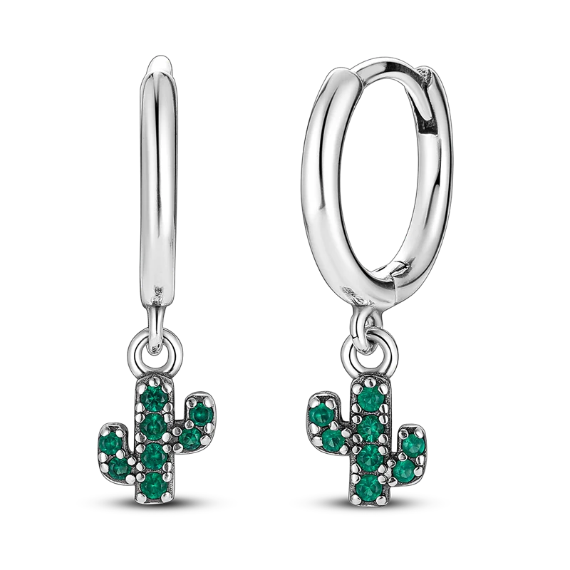 925 Silver Daisy Stud Earrings Cactus Leaves Jewelry Gift