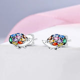 925 Silver Women Hoop Earrings Animal Dragon Elephant Feathers Pendientes