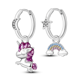 925 Silver Women Hoop Earrings Animal Dragon Elephant Feathers Pendientes