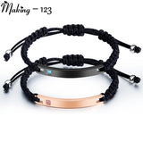 Engraved Titanium Steel Couple Bracelet Men Charm