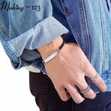 Engraved Titanium Steel Couple Bracelet Men Charm