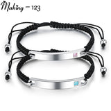 Engraved Titanium Steel Couple Bracelet Men Charm