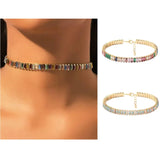 Color Rhinestone Choker Neck Chain Wedding Party Jewelry