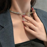 Color Rhinestone Choker Neck Chain Wedding Party Jewelry