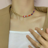Color Rhinestone Choker Neck Chain Wedding Party Jewelry