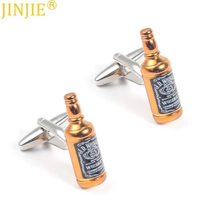 Whiskey and Champagne Bottle Shape Cufflinks French Shirt Men