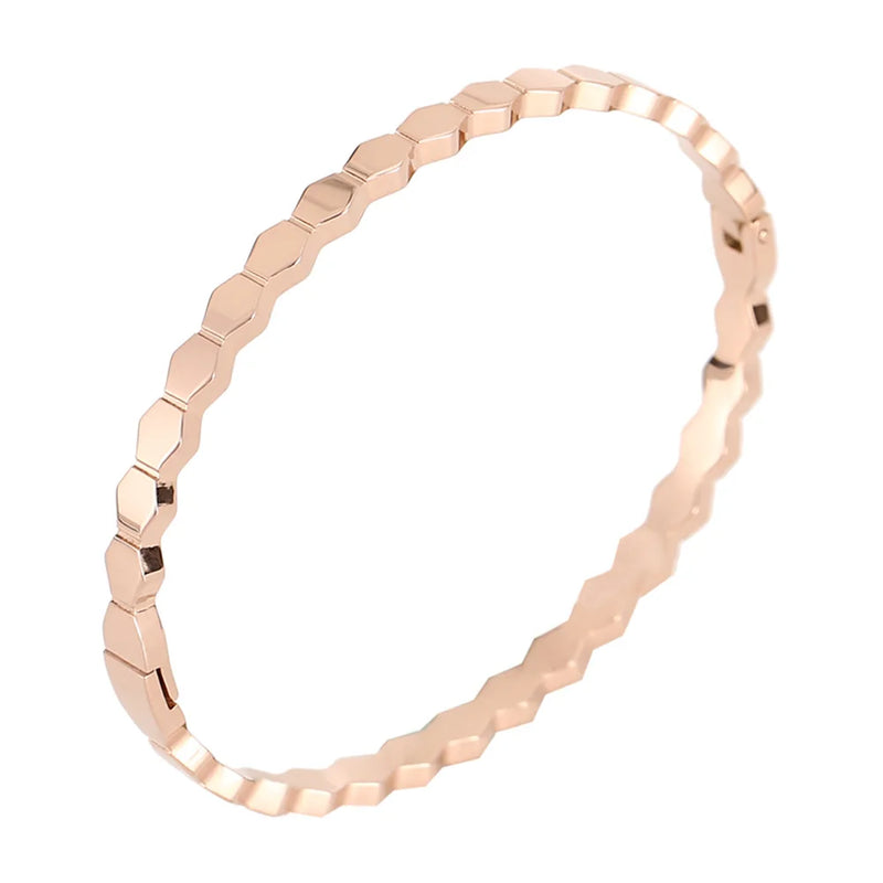 Honeycomb Hexagon Geometric Bangle Bracelet Titanium Steel