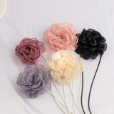 Mesh Flower Rose Collarbone Chain Adjustable Wax Rope Necklace