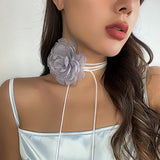 Mesh Flower Rose Collarbone Chain Adjustable Wax Rope Necklace