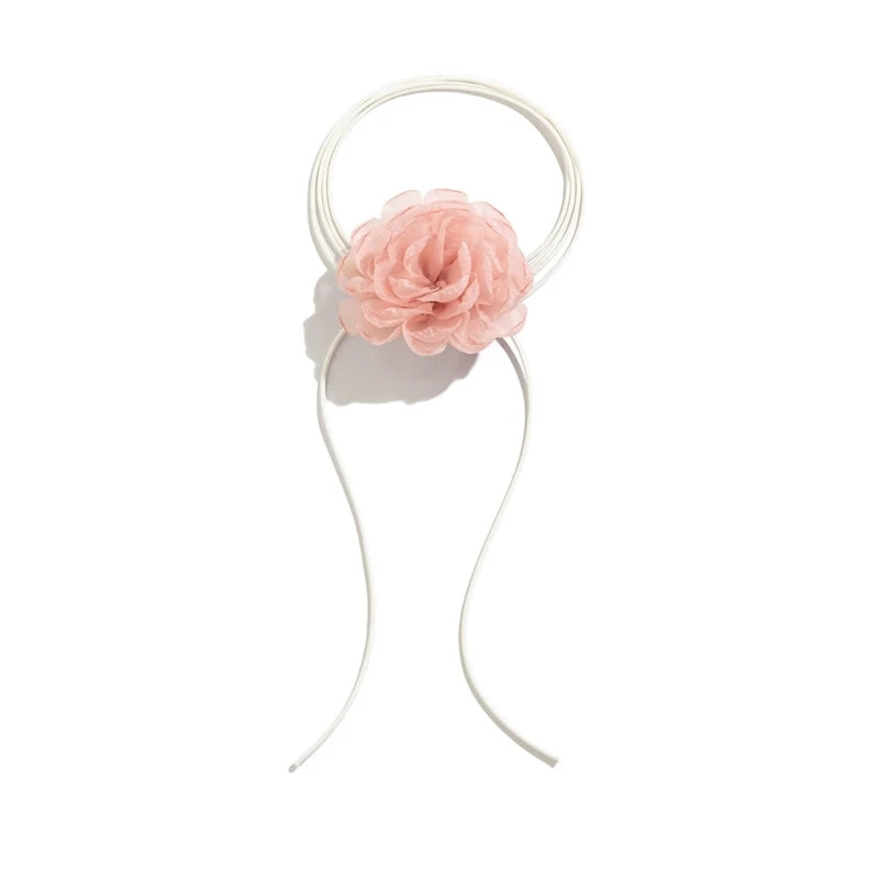 Mesh Flower Rose Collarbone Chain Adjustable Wax Rope Necklace