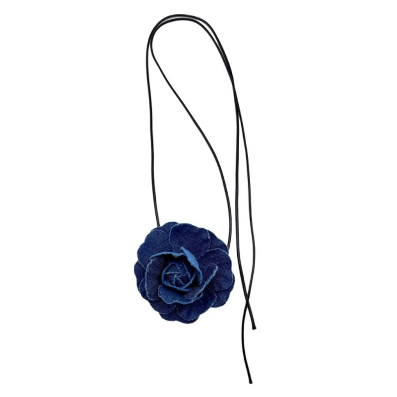 Rose Pendant Collarbone Chain Adjustable Wax Rope Necklace