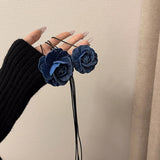 Rose Pendant Collarbone Chain Adjustable Wax Rope Necklace