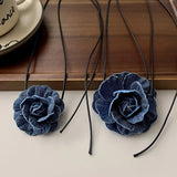 Rose Pendant Collarbone Chain Adjustable Wax Rope Necklace