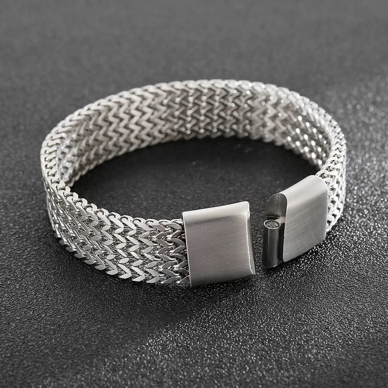 Creative Double Keel Stainless Steel Bracelet with Magnet Clasp