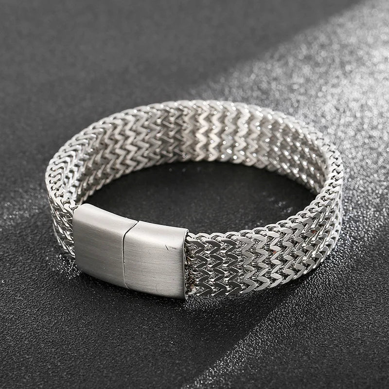 Double Keel Bracelet Titanium Steel Magnet Clasp Bracelet