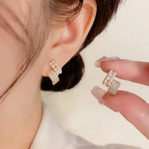 Vintage Zircon Pearl Earrings Women Jewelry Party
