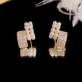 Vintage Zircon Pearl Earrings Women Jewelry Party