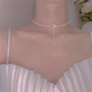 Geometric Star Moon Open Necklace Wedding Jewelry