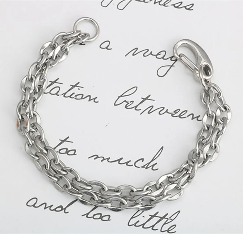 Hip Hop Steel Bracelet Double Chain Jewelry